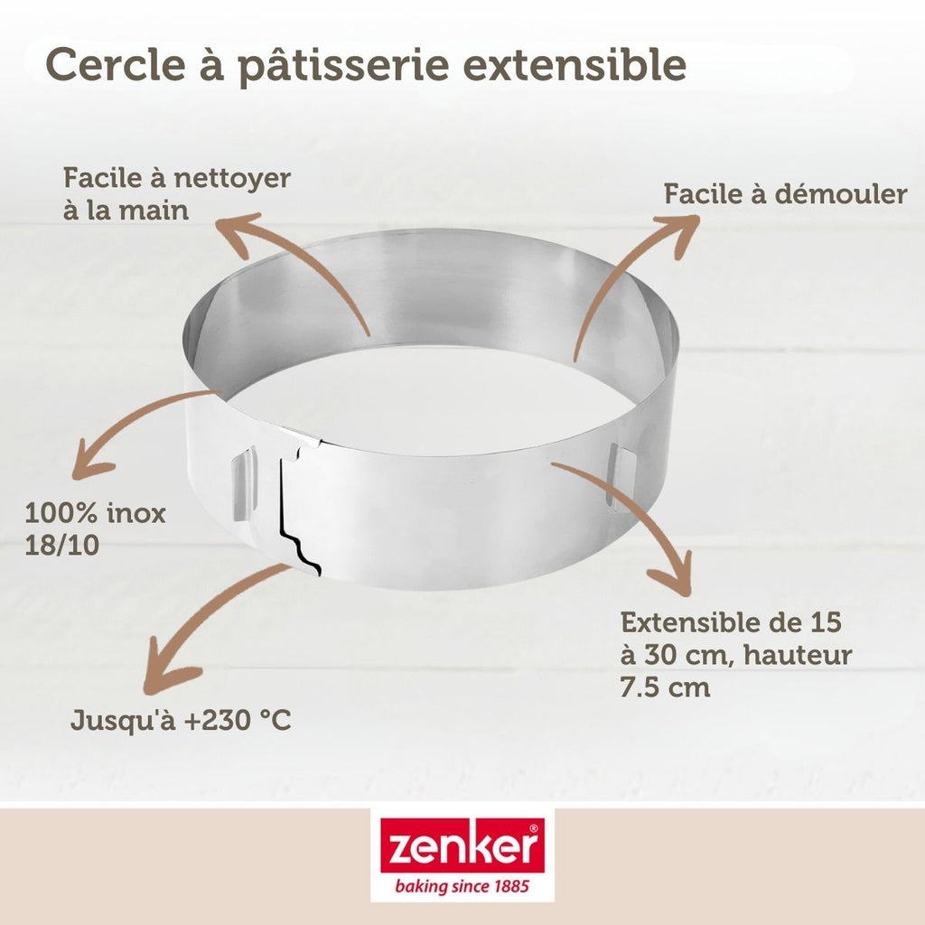 Zenker - Cercle À Pâtisserie Réglable Zenker Smart Pastry - Inox