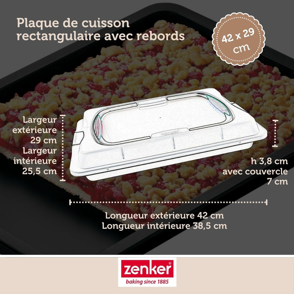 Zenker - Plaque De Cuisson 42 X 29 Cm Avec Couvercle Zenker Special To Go - Noir