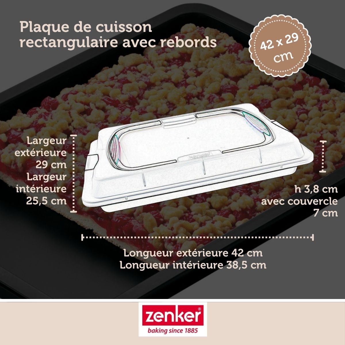 Zenker - Plaque De Cuisson 42 X 29 Cm Avec Couvercle Zenker Special To Go - Noir