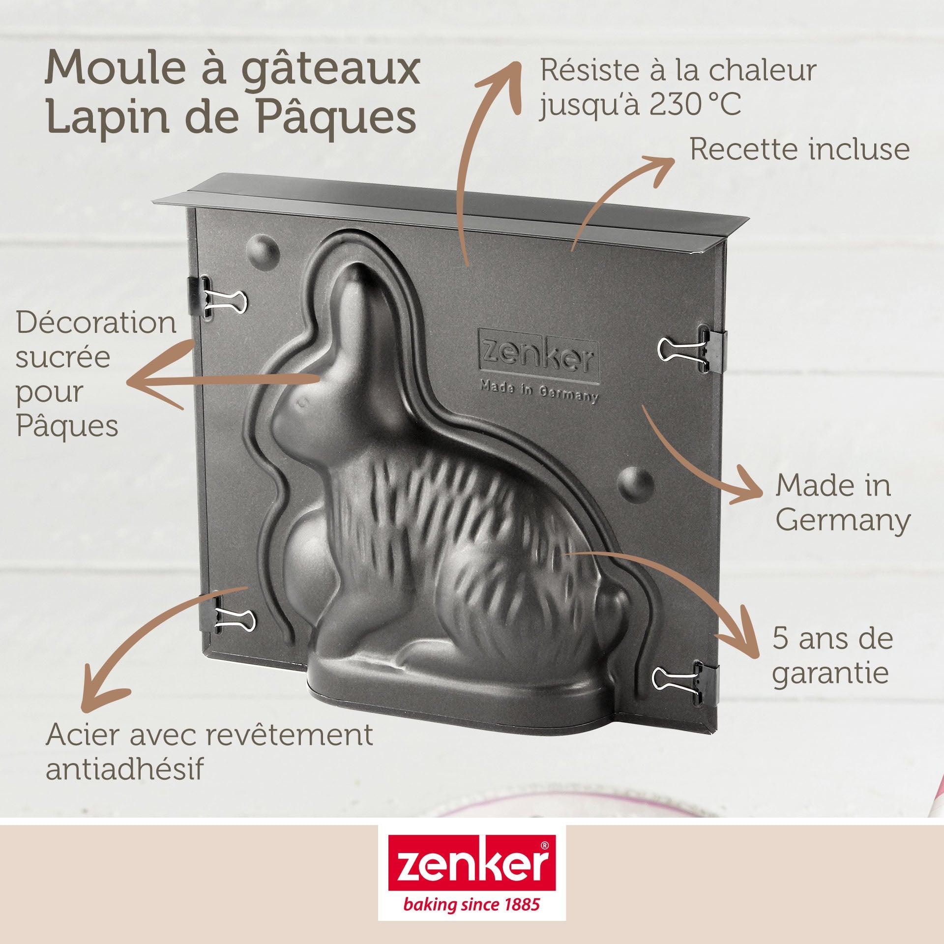 Zenker - Moule À Gâteaux 3D En Forme De Lapin De Pâques 600 Ml Zenker Special Season - Noir