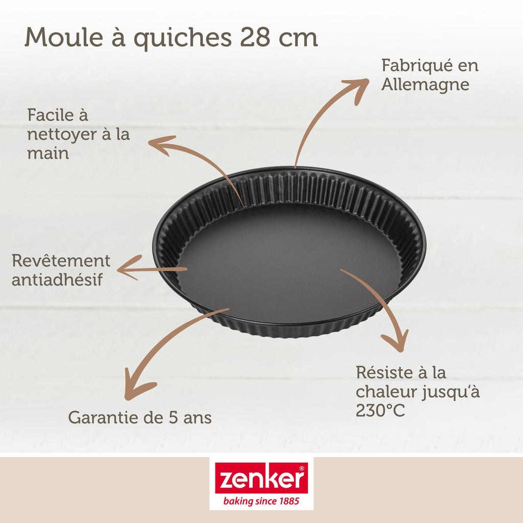 Zenker - Set Pâtisserie Avec Moule À Quiche Lorraine 28 Cm, 2 Bols À Mixer Et 1 Spatule Zenker - Noir