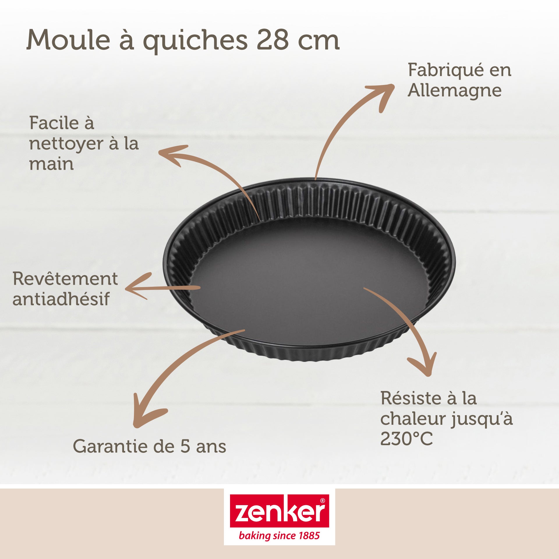 Zenker - Set Pâtisserie Avec Moule À Quiche Lorraine 28 Cm, 2 Bols À Mixer Et 1 Spatule Zenker - Noir