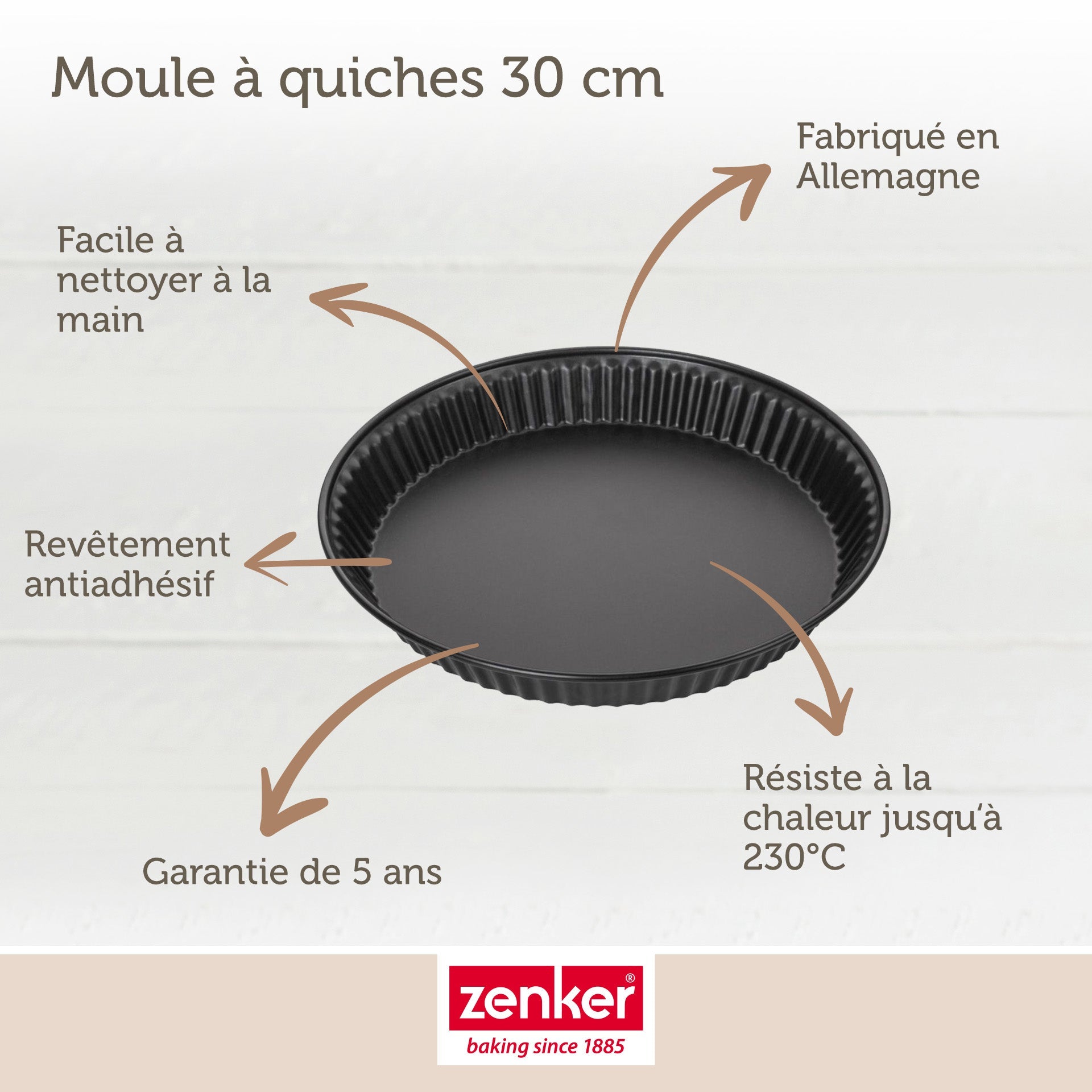 Zenker - Set Pâtisserie Avec Moule À Quiche Lorraine 30 Cm, 2 Bols À Mixer Et 1 Spatule Zenker - Noir