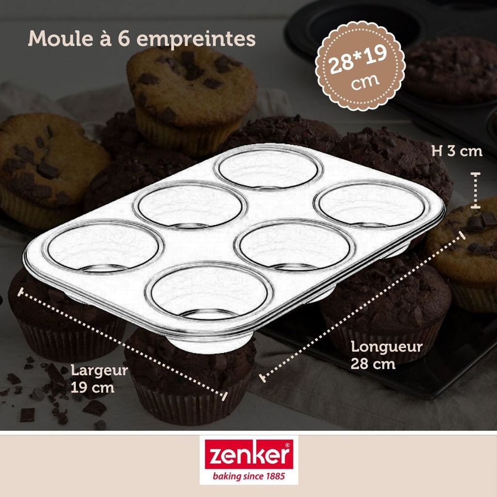 Zenker - Set Pâtisserie Avec Moule À Muffins 6 Empreintes 28 Cm, 2 Bols À Mixer, Verre Mesureur Et Spatule Zenker - Noir