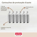 Zenker - Lot De 18 Cartouches De Protoxyde D'Azote Pour Siphon À Chantilly Zenker Smart Pastry - Gris