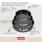 Zenker - Set De 3 Moules À Charnière Ronds De 20 Cm 24 Cm Et 28 Cm Zenker Black Metallic - Noir