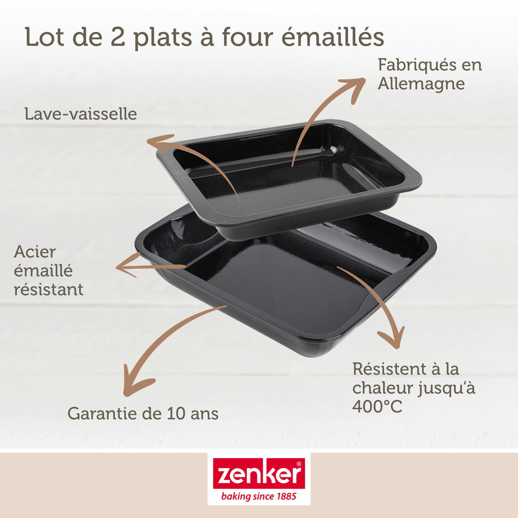 Zenker - Lot De 2 Plats À Four Rectangulaires 40 X 34 Cm Et 33 X 25 Cm Zenker Special Cooking - Noir
