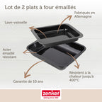Zenker - Lot De 2 Plats À Four Rectangulaires 40 X 34 Cm Et 33 X 25 Cm Zenker Special Cooking - Noir