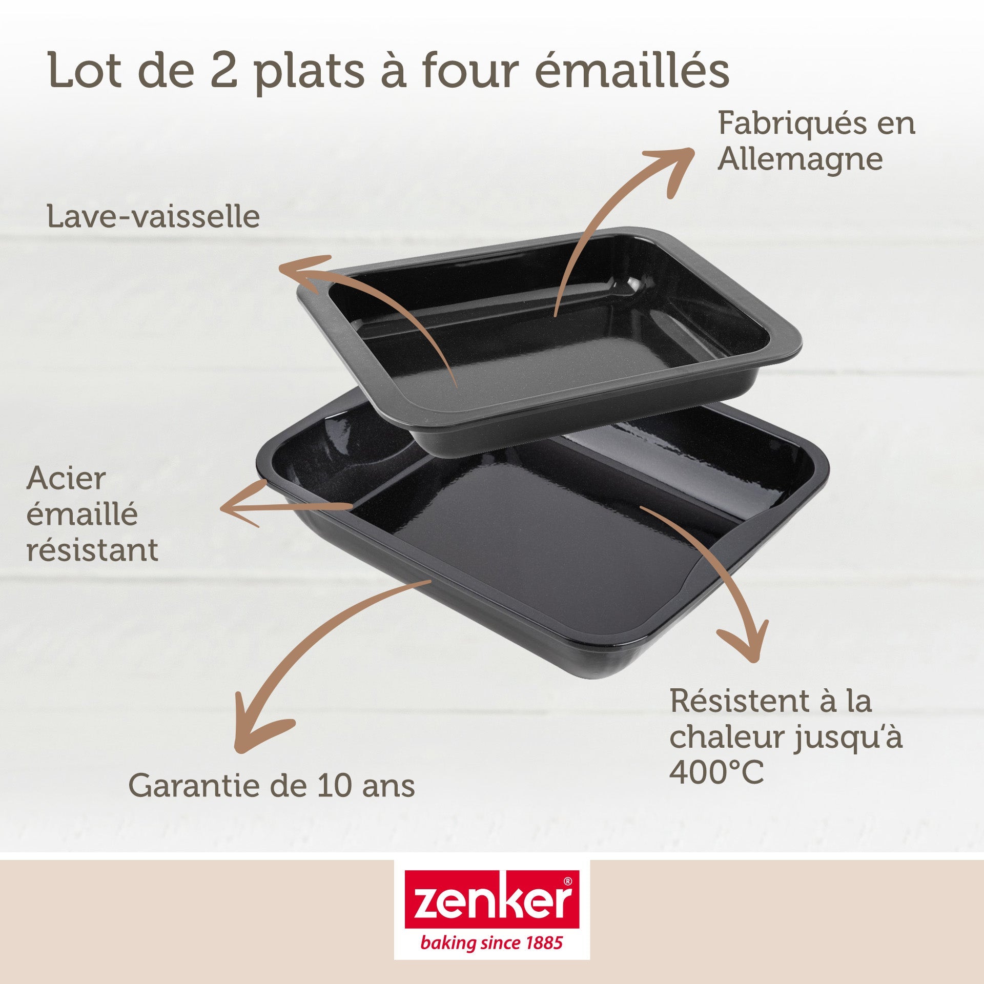 Zenker - Lot De 2 Plats À Four Rectangulaires 40 X 34 Cm Et 33 X 25 Cm Zenker Special Cooking - Noir