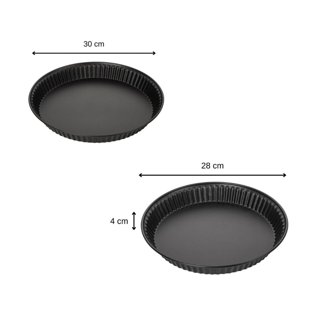 Zenker - Set De 2 Moules À Tartes Ou Quiches De 28 Cm Et 30 Cm Zenker Spécial Countries - Noir