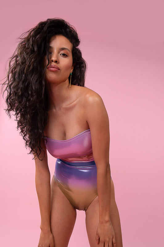Maillot De Bain Une Pièce L'Estival Sunset Kaki/Rose