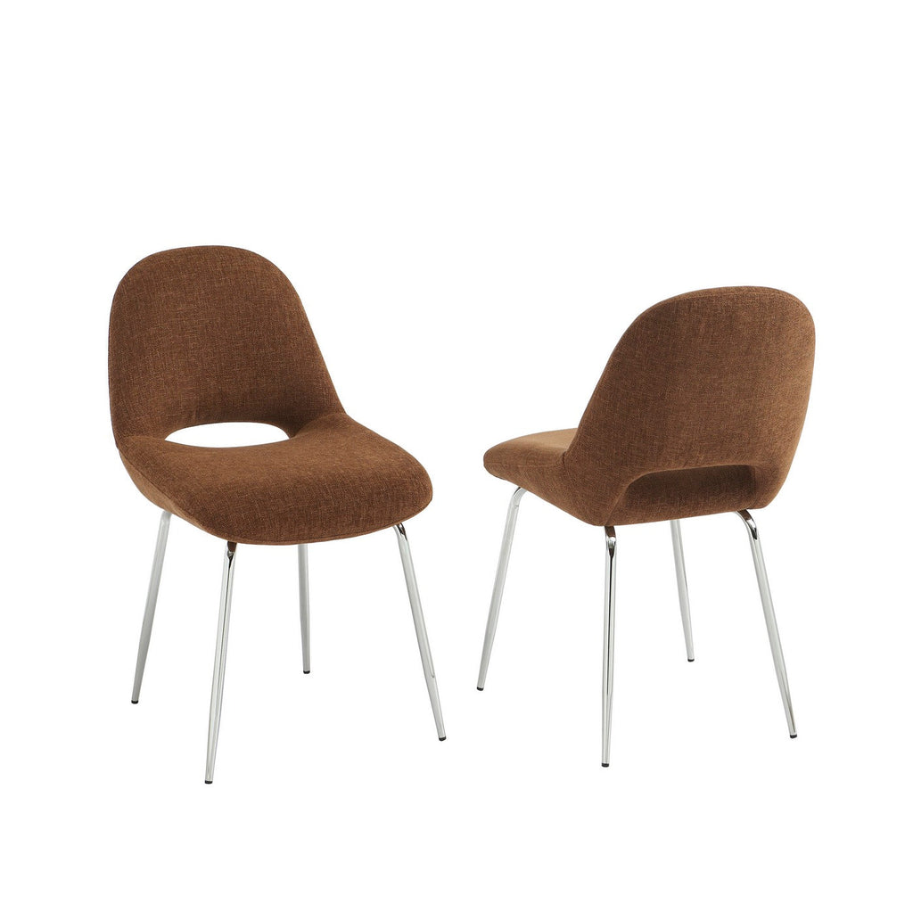 Doon - Chaises - Tissu Chenille - Marron Pieds Métal