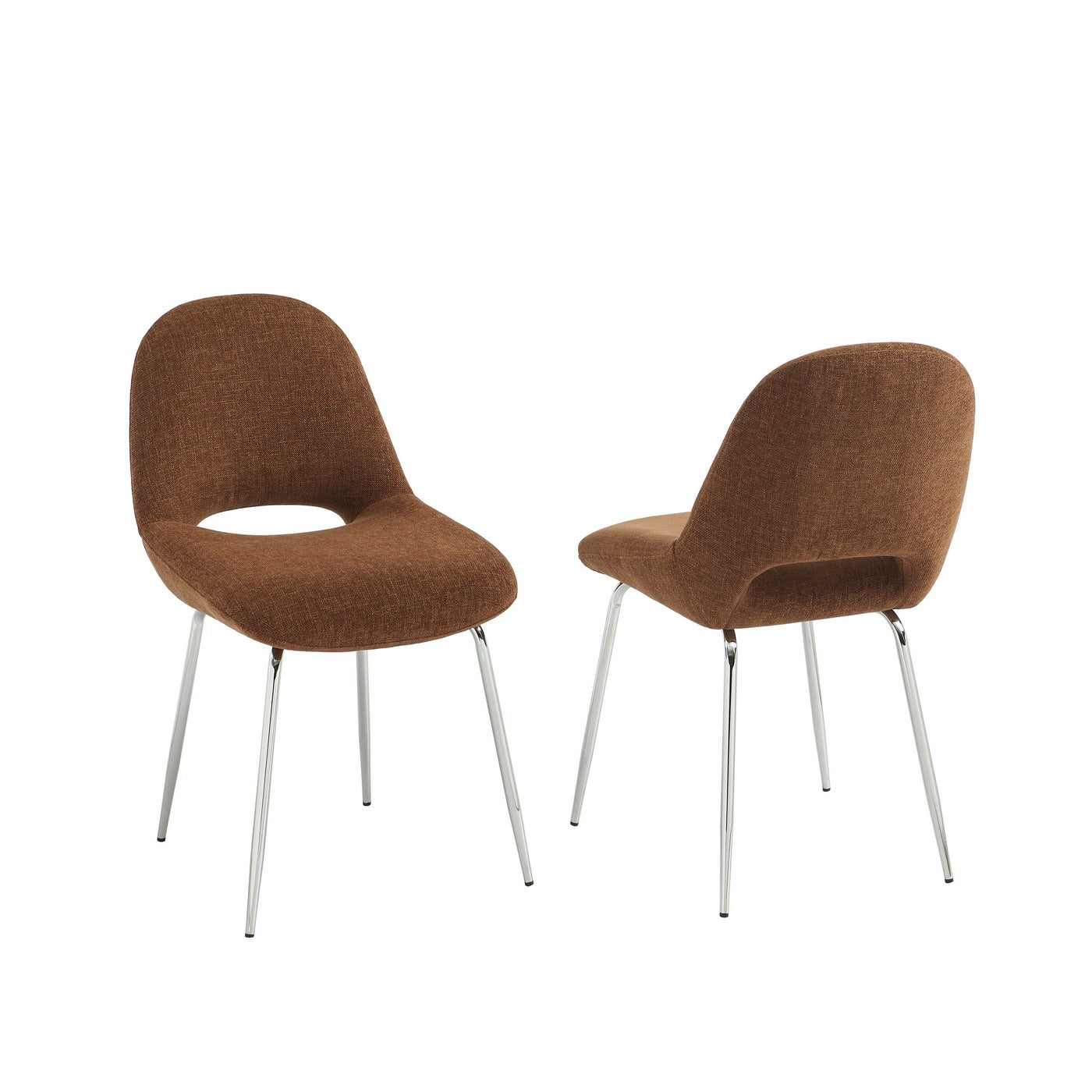 Doon - Chaises - Tissu Chenille - Marron Pieds Métal