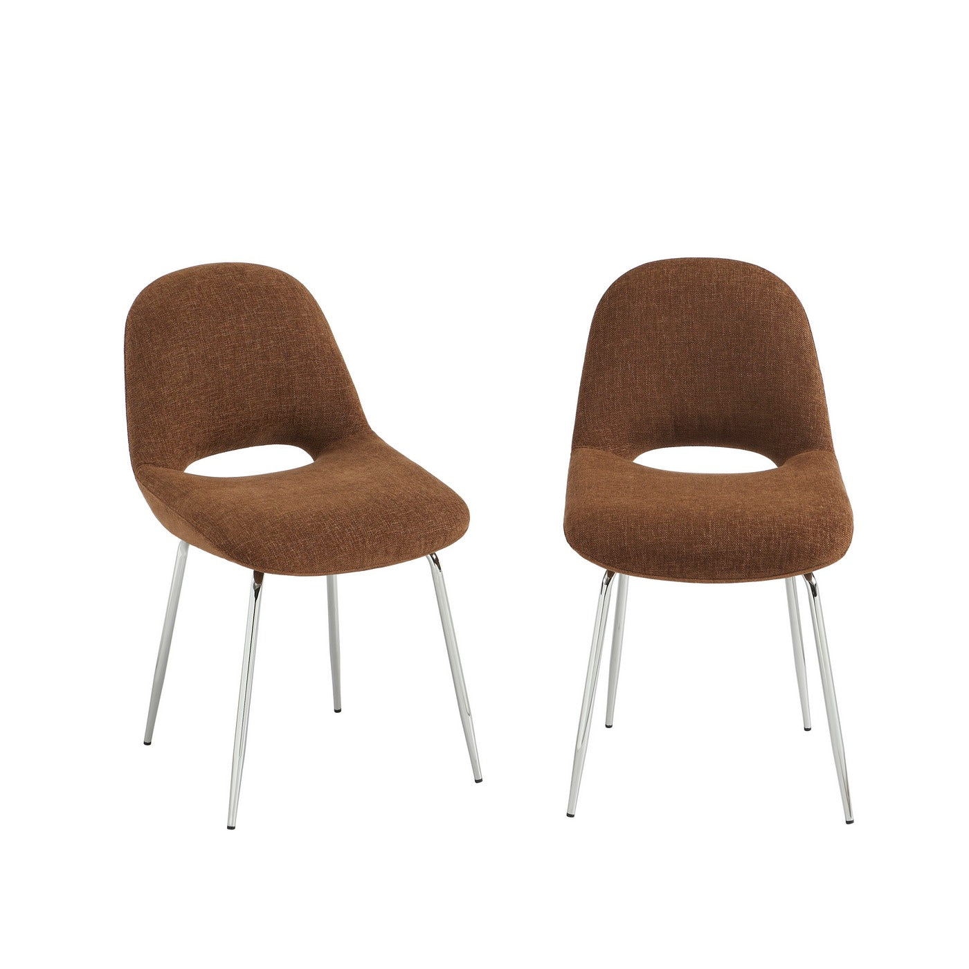 Doon - Chaises - Tissu Chenille - Marron Pieds Métal