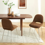 Doon - Chaises - Tissu Chenille - Marron Pieds Métal