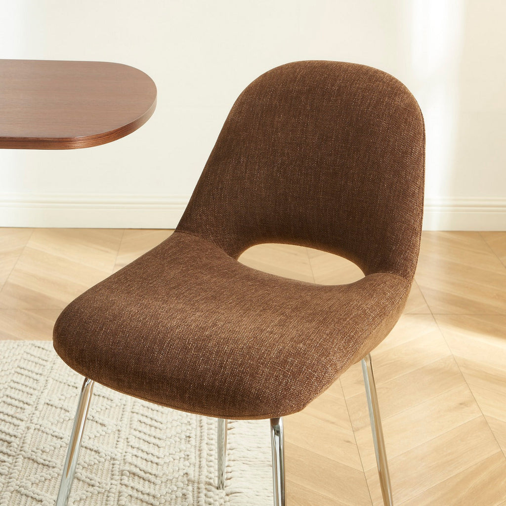 Doon - Chaises - Tissu Chenille - Marron Pieds Métal