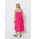 Robe Évasée en Gaze de Coton - Rose Uni Colore