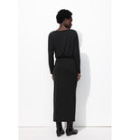 Robe Longue en Jersey Femme - Noir Uni Fonce