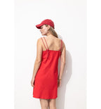 Robe à Bretelles en Jersey - Rouge Uni Colore