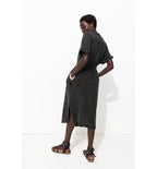 Robe Midi en Gaze de Coton - Gris Uni Fonce