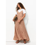 Robe Longue à Bretelles Femme - Rose Uni Colore