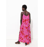 Robe Longue à Fines Bretelles - Rouge Imprime