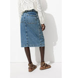 Jupe Midi en Jean Femme - Jeans Uni Clair