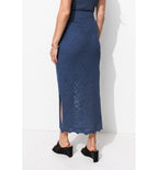 Jupe Midi en Maille Filet - Bleu Uni Colore
