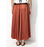 Jupe Longue en Satin Femme - Marron Uni Clair