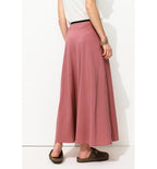 Jupe Midi Évasée Femme - Rose Uni Colore