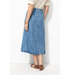Jupe Midi en Lyocell Femme - Jeans Uni Clair
