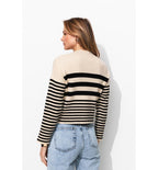 Pull Côtelé Marinière Femme - Naturel Raye