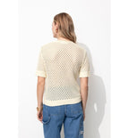 Pull Manches Courtes Femme - Naturel Uni Clair
