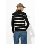 Cardigan sans Manches Femme - Noir Raye