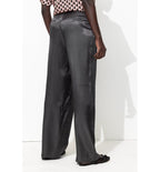 Billy Pantalon en Satin Femme - Gris Uni Fonce