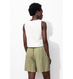 Short Large Femme - Kaki Uni Clair