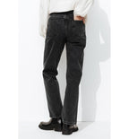 Basile Jean Droit High Rise - Noir Uni Fonce