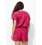 Short Large en Coton Femme - Multicolore Raye