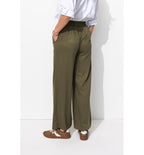 Pantalon Large et Fluide Femme - Kaki Uni Fonce