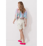 Short Brodé en Toile Sergé - Naturel Uni Clair