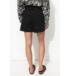 Short en Toile Unie Femme - Noir Uni Fonce