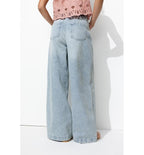 Jean Large Taille Haute Femme - Jeans Uni Clair