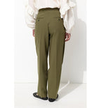 Pantalon de Tailleur Femme - Kaki Uni Fonce