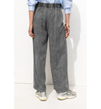 Pantalon Large Taille Haute - Gris Uni Fonce
