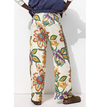 Pantalon Large en Satin - Naturel Imprime