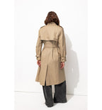 Trench Long Ceinturé Femme - Naturel Uni Clair