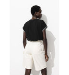 T-shirt à Manches Fantaisie - Noir Uni Fonce