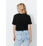 T-shirt Col Rond Éco-conçu - Noir Uni Fonce