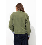 Sweat-shirt Uni Col V - Kaki Uni Fonce