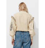 Blouse Brodée Femme - Naturel Uni Clair
